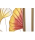 CUADRO TRIPTICO GiNKGO BILOBA METAL DORADO CRISTAL ROSA Y DORADO