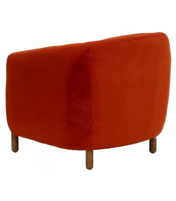 SILLON PEQUEÑO POLEA TAPIZADO TERCIOPELO TEJA MADERA A VISTA