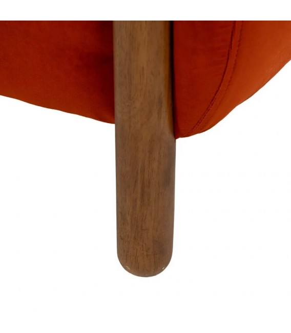 SILLON PEQUEÑO POLEA TAPIZADO TERCIOPELO TEJA MADERA A VISTA