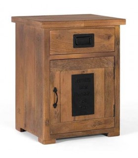 MESITA DE NOCHE MADERA DE MANGO NATURAL Y METAL MDMHOGAR