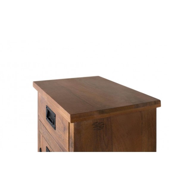 MESITA DE NOCHE MADERA DE MANGO NATURAL Y METAL MDMHOGAR