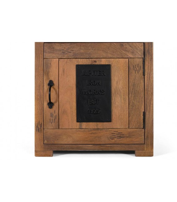 MESITA DE NOCHE MADERA DE MANGO NATURAL Y METAL MDMHOGAR