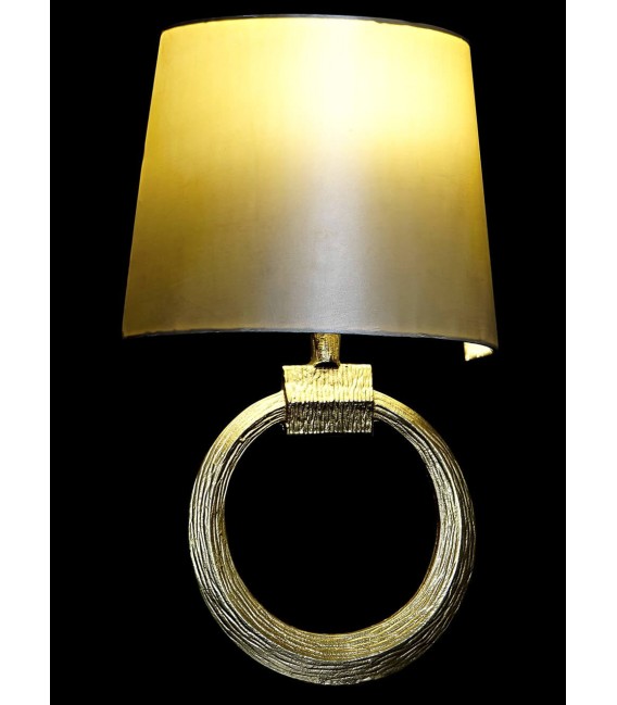 APLIQUE DE PARED METAL DORADO PANTALLA TEXTIL A JUEGO MDMHOGAR