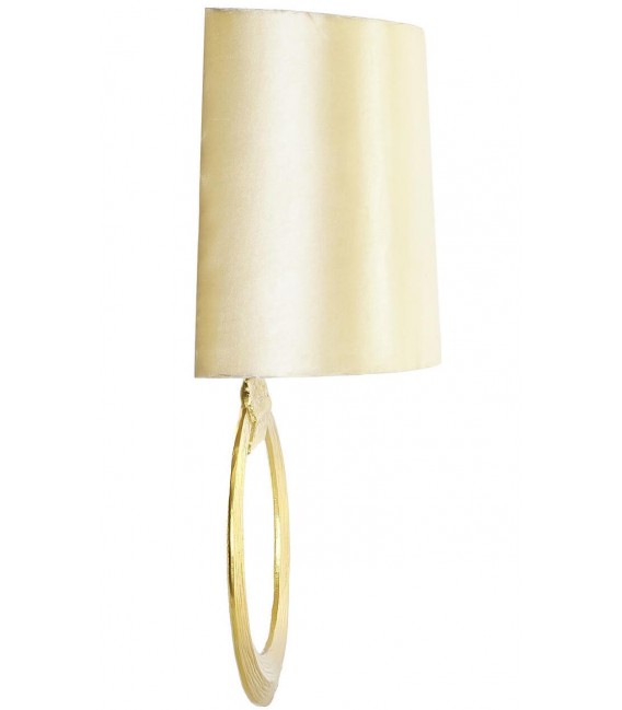 APLIQUE DE PARED METAL DORADO PANTALLA TEXTIL A JUEGO MDMHOGAR