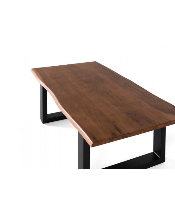 MESA DE CENTRO MADERA DE ACACIA Y METAL MDMHOGAR