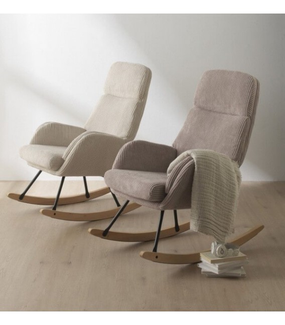 MECEDORA SILLON DE LACTANCIA TAPIZADO COLOR LAVANDA MADERA NATURAL