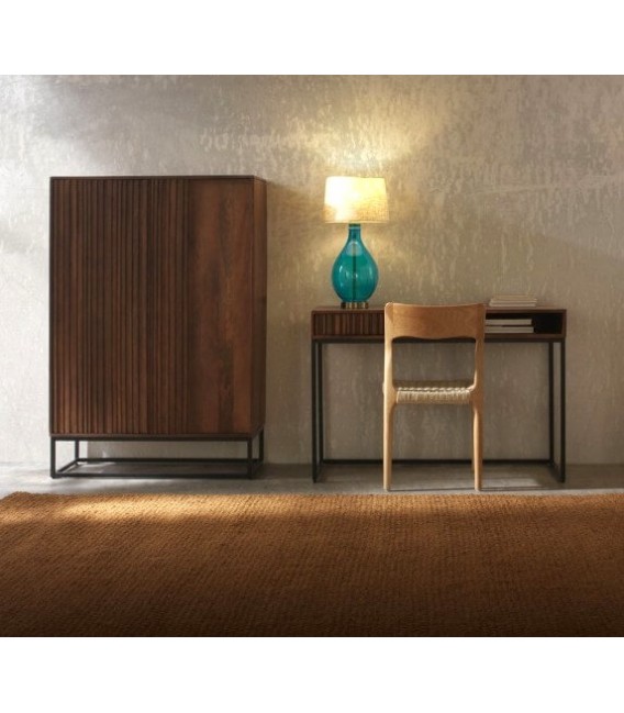 ARMARIO  MADERA MAGO NOGAL METAL NEGRO ESTILO INDUSTRIAL