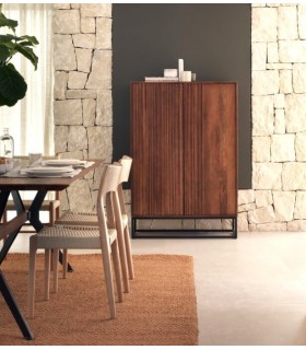 ARMARIO  MADERA MAGO NOGAL METAL NEGRO ESTILO INDUSTRIAL