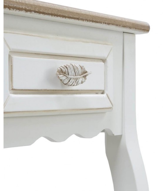 CONSOLA 2 CAJONES ROMANTICA MADERA NATURAL Y BLANCO