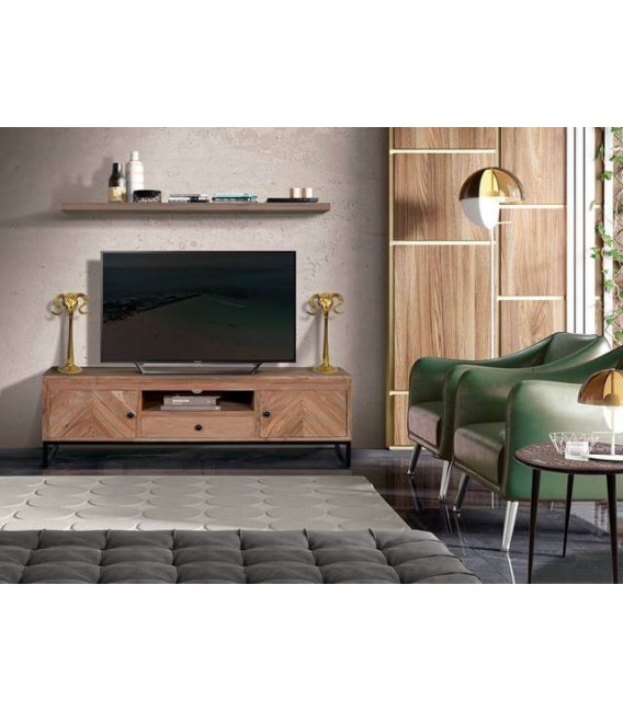 MUEBLE TV MADERA DE ACACIA Y METAL MDMHOGAR