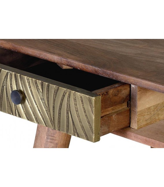 ESCRITORIO MADERA DE MANGO Y BRONCE MDMHOGAR MDMHOGAR