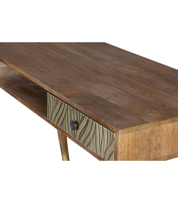 ESCRITORIO MADERA DE MANGO Y BRONCE MDMHOGAR MDMHOGAR