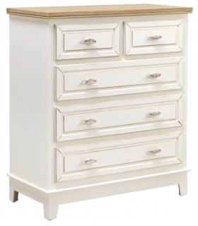 COMODA 80 X 40 X 92 PLUMA MADERA NATURAL Y BLANCO ROZADO