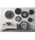 RELOJ DE PARED REDONDO GRANDE METAL NEGRO Y DORADO Y CRISTAL