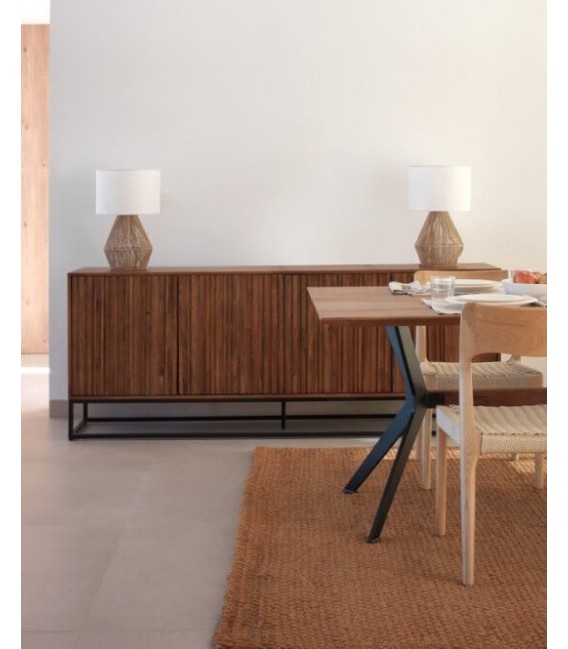 APARADOR GRANDE MADERA MANGO NOGAL METAL NEGRO MDMHOGAR