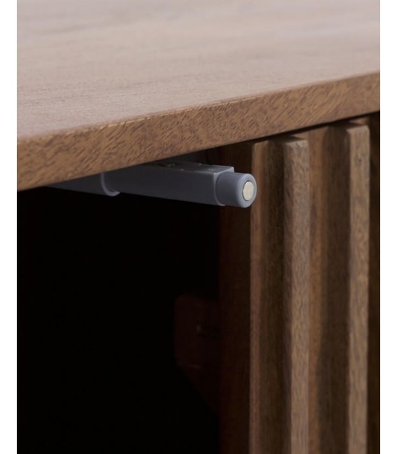 APARADOR GRANDE MADERA MANGO NOGAL METAL NEGRO MDMHOGAR