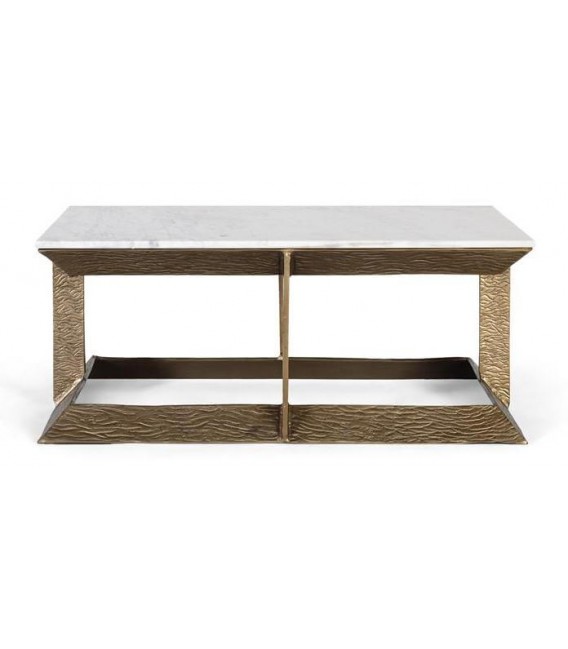 MESITA DE CENTRO ALUMINIO Y MARMOL MDMHOGAR.