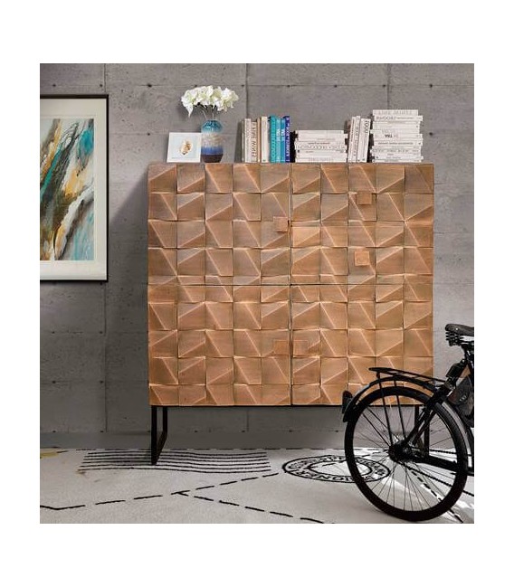 APARADOR MADERA DE MANGO Y LAMINA DE COBRE MDMHOGAR