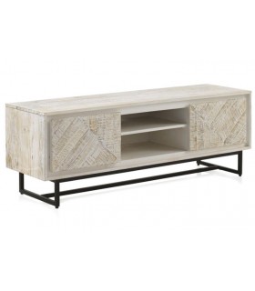 MUEBLE DE TV  MADERA MACIZA DE MANGO Y METAL MDMHOGAR