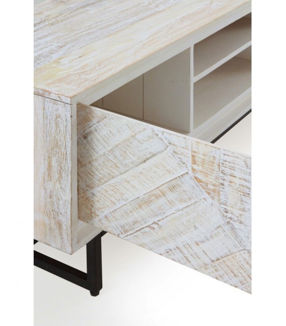 MUEBLE DE TV  MADERA MACIZA DE MANGO Y METAL MDMHOGAR