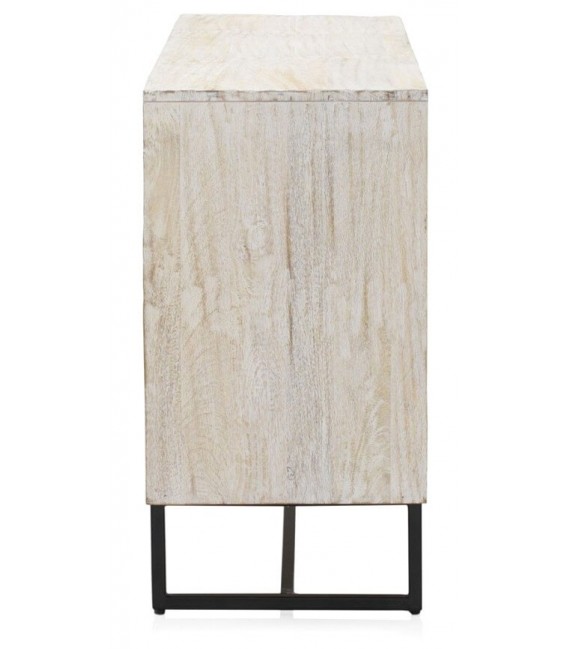 APARADOR 140 X 40 X 76 LINO MADERA PATINADA BLANCO METAL NEGRO