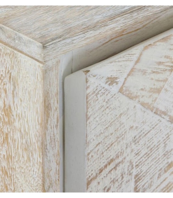 APARADOR 140 X 40 X 76 LINO MADERA PATINADA BLANCO METAL NEGRO