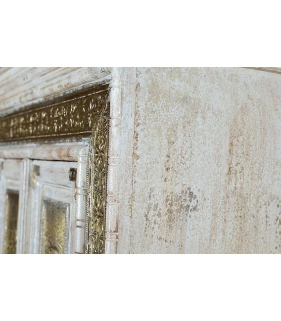 ARMARIO ALACENA MADERA BLANCA CON APLLICACIONES DE BRONCE