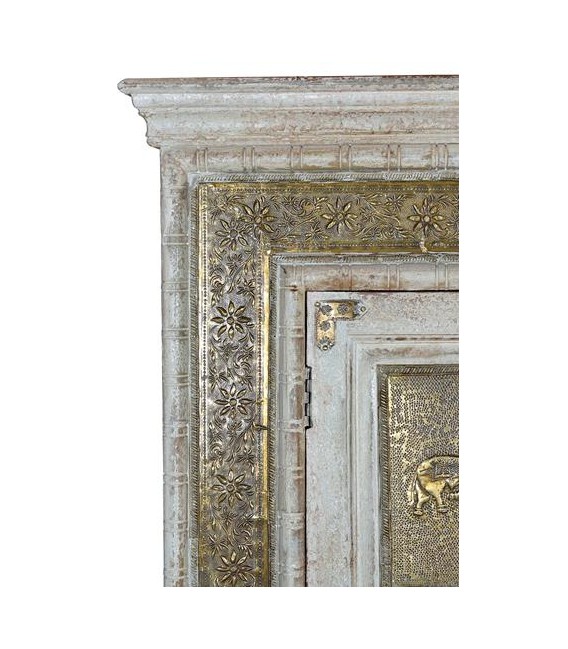 ARMARIO ALACENA MADERA BLANCA CON APLLICACIONES DE BRONCE