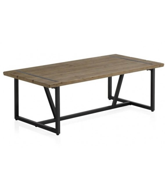 MESA DE CENTRO MADERA DE ABETO Y METAL MDMHOGAR
