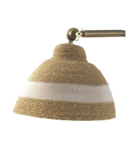 LAMPARA FLEXO METAL DORADO FIBRA NATURAL TRENZADA