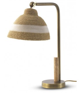 LAMPARA FLEXO METAL DORADO FIBRA NATURAL TRENZADA