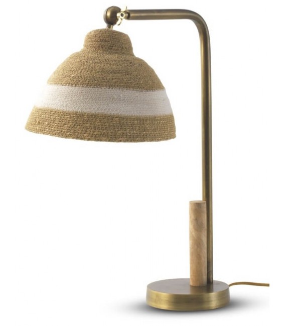 LAMPARA FLEXO METAL DORADO FIBRA NATURAL TRENZADA