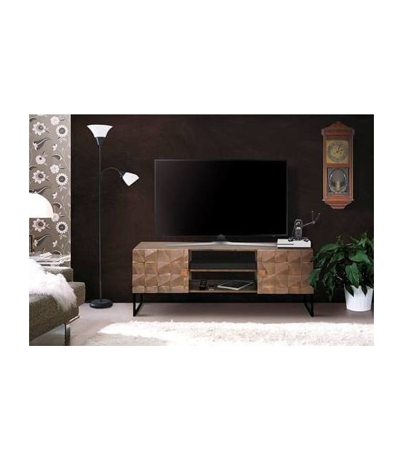 MUEBLE TV MADERA DE MANGO Y LAMINA DE COBRE MDMHOGAR