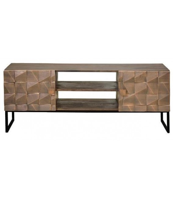 MUEBLE TV MADERA DE MANGO Y LAMINA DE COBRE MDMHOGAR