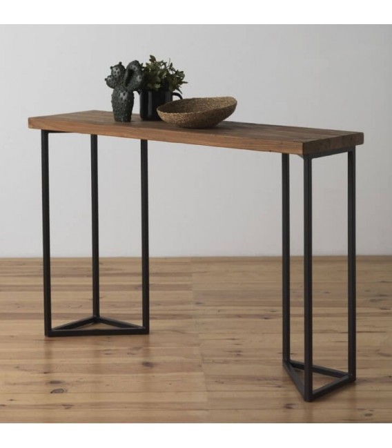 CONSOLA MADERA DE OLMO Y METAL MDMHOGAR