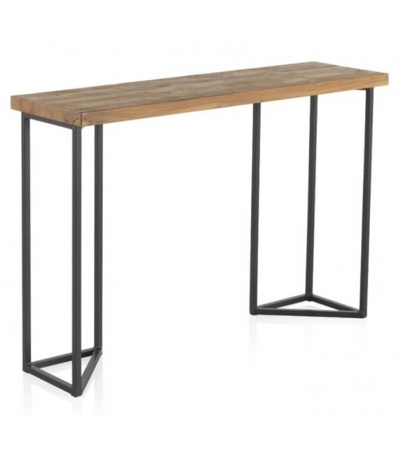 CONSOLA MADERA DE OLMO Y METAL MDMHOGAR