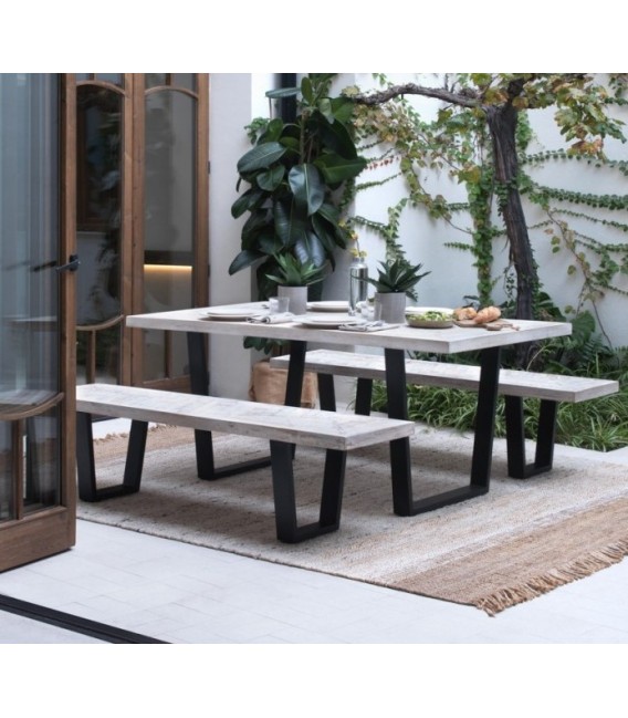 MESA DE COMEDOR MADERA MACIZA DE MANGO Y METAL