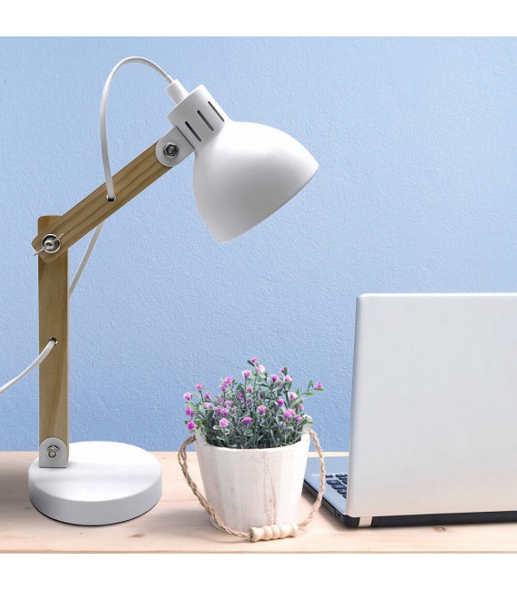 FLEXO MADERA NATURAL METAL BLANCO ORIENTABLE MDMHOGAR