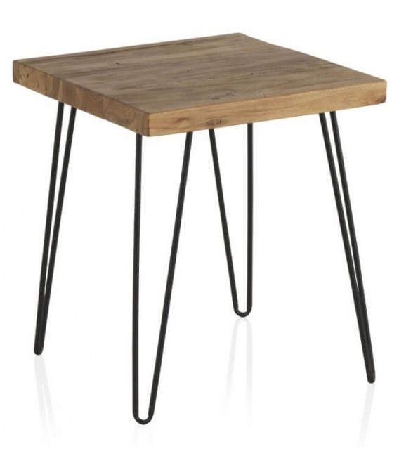 MESITA AUXILIAR MADERA DE OLMO Y METAL MDMHOGAR