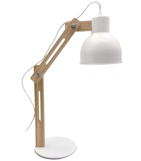FLEXO ESTILO NORDICO MADERA NATURAL METAL BLANCO ORIENTABLE