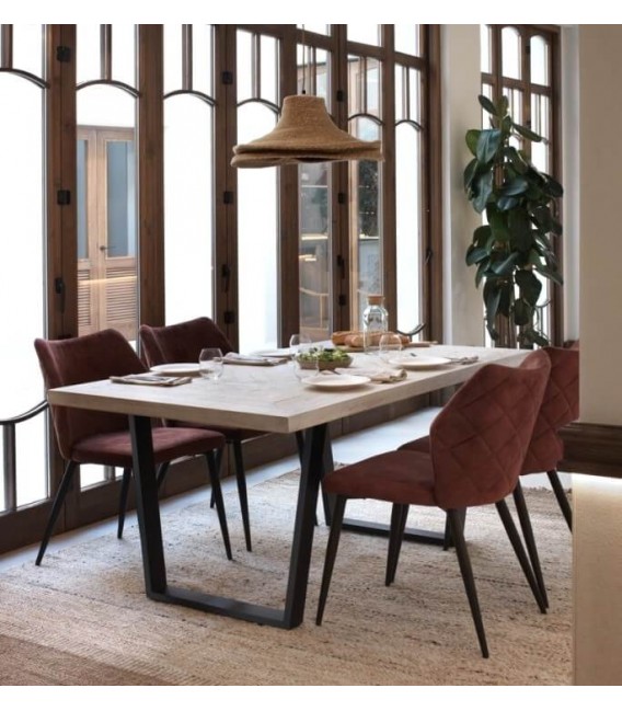 MESA DE COMEDOR 160 X 90 X 96 LINO MADERA MACIZA DE MANGO Y METAL