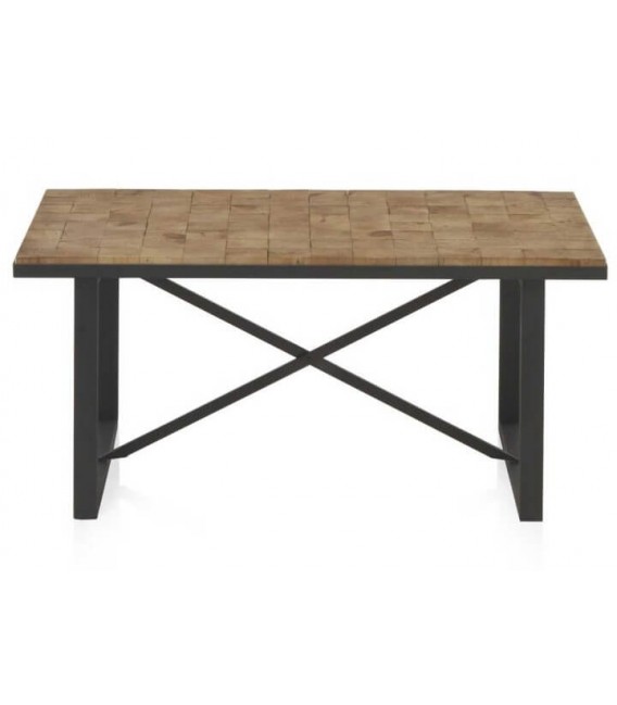 MESA DE CENTRO MADERA DE ABETO Y METAL MDMHOGAR