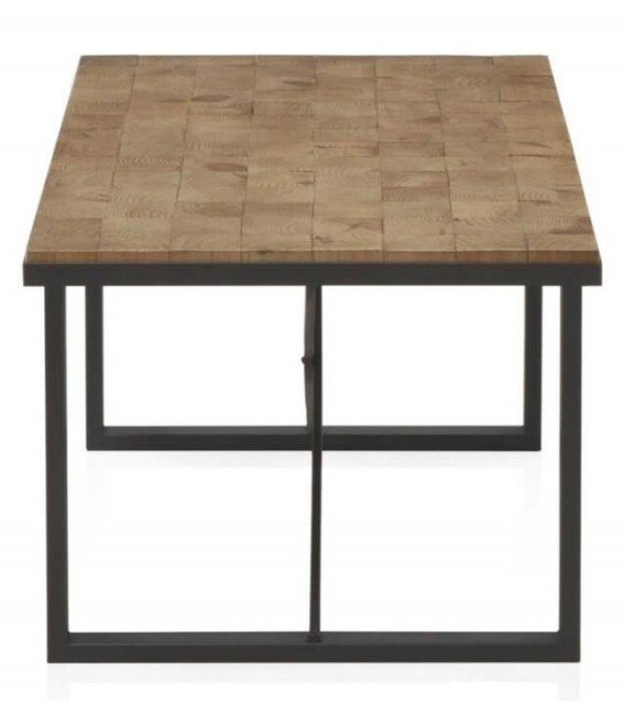MESA DE CENTRO MADERA DE ABETO Y METAL MDMHOGAR