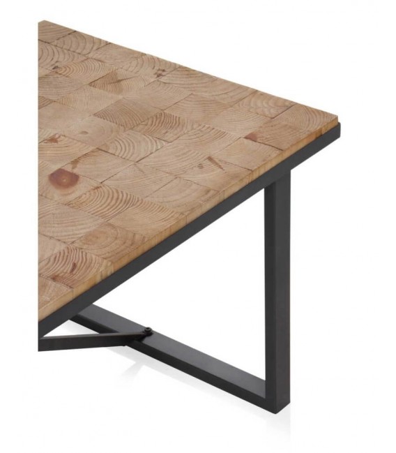 MESA DE CENTRO MADERA DE ABETO Y METAL MDMHOGAR