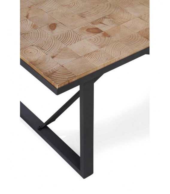 MESA DE CENTRO MADERA DE ABETO Y METAL MDMHOGAR