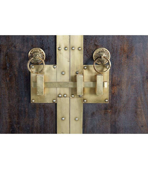 ARMARIO ALACENA MADERA DE MANGO COLOR NOGAL APLICACIONES BRONCE