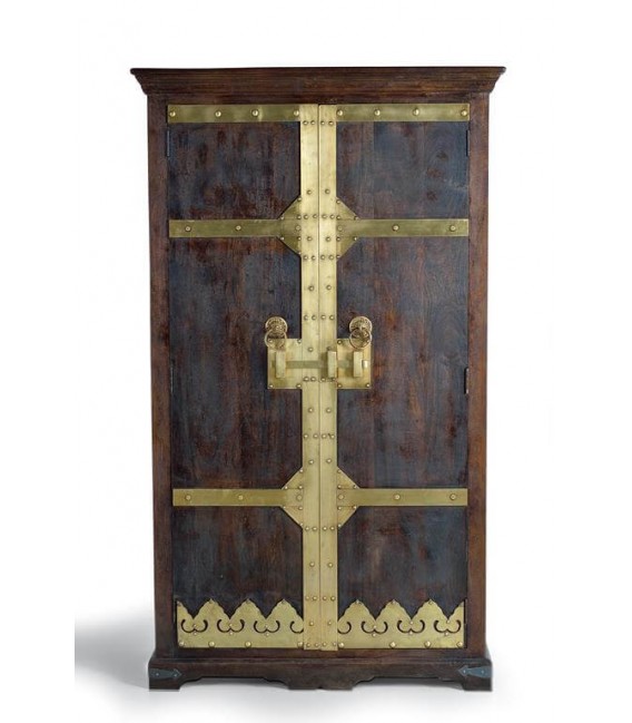 ARMARIO ALACENA MADERA DE MANGO COLOR NOGAL APLICACIONES BRONCE