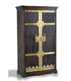 ARMARIO ALACENA MADERA DE MANGO COLOR NOGAL APLICACIONES BRONCE