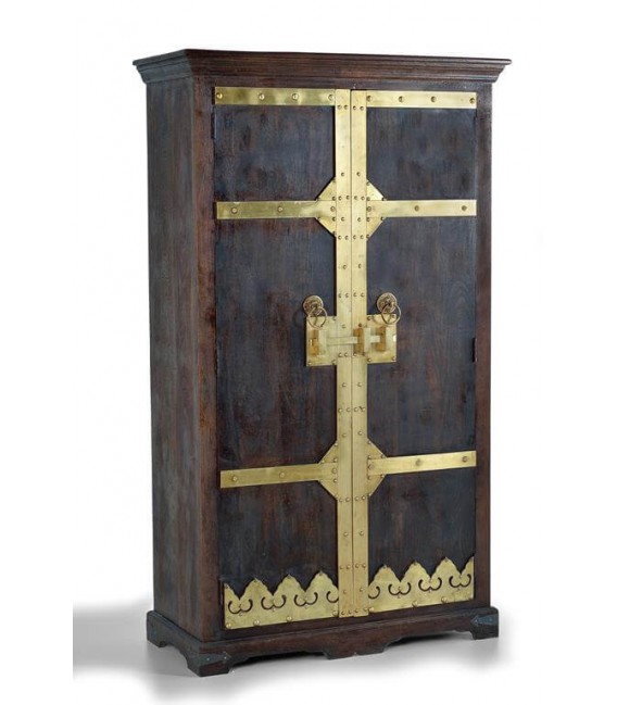 ARMARIO ALACENA MADERA DE MANGO COLOR NOGAL APLICACIONES BRONCE