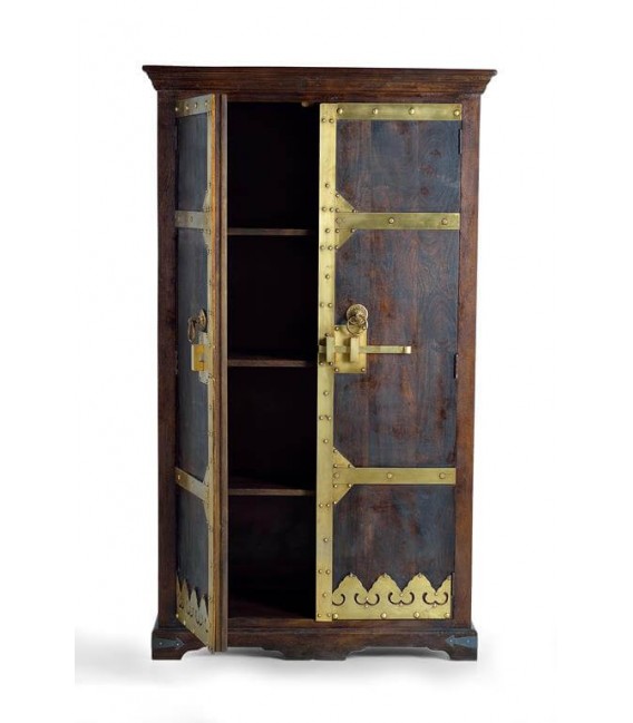 ARMARIO ALACENA MADERA DE MANGO COLOR NOGAL APLICACIONES BRONCE